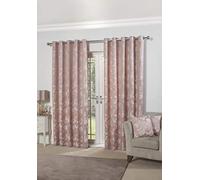 Emma Barclay Butterfly Meadow - Lined Eyelet Jacquard Curtains in Blush Pink - Width 46 x Drop 72" (116 x 183cm)