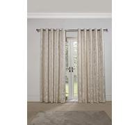 Emma Barclay - Fully Lined Curtains for Bedroom Living Room Jacquard Eyelet Two Panel Floral Curtains Butterfly Meadow Collection (66” x 90” Inch)(Cream)