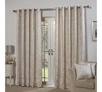 Emma Barclay - Fully Lined Curtains for Bedroom Living Room Jacquard Eyelet Two Panel Floral Curtains Butterfly Meadow Collection (66” x 72” Inch)(Cream)