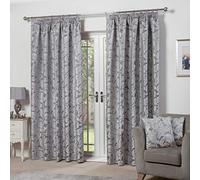 Emma Barclay - Fully Lined Curtains for Bedroom Living Room Jacquard Pencil Pleated Two Panel Paisley Damask Curtains Duchess Collection (66” x 54” Inch)(Silver)