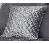 Emma Barclay Glamour - Quilted Sequin Velvet Cushion Cover in Silver - 17x17 (43x43cm)