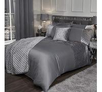 Emma Barclay Glamour - Quilted Sequin Velvet Duvet Set in Silver - Double Bed