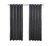 Emma Barclay Hartford Eyelet Curtains - Modern Geometric Hexagon Ring Top Curtains for Living Room & Bedroom - Softens Daylight & Adds Privacy (Charcoal, W 66" x L 54" (2 Panels))