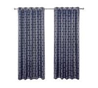 Emma Barclay - Blackout Curtains for Bedroom Living Room Thermal Insulated Woven Eyelet Geometric Blackout Curtains Hartford Collection (66” x 54” Inch)(Navy)