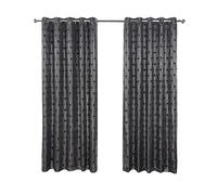 Hartford - Woven Thermal Blackout Eyelet Curtains in Charcoal - TJ Hughes Black