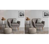 Emma Barclay Herringbone - Recycled Cotton Cushion Cover (Silver) (Pack of 2)