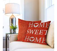Emma Barclay Home Sweet Home Jacquard Cushion Cover in Burnt Orange - 17x17 (43x43cm)