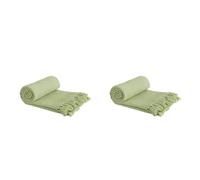 Emma Barclay Honeycomb - Recycled Cotton Plain Waffle Textured Chair Sofa Setee Throw Over Blanket in Pistachio Green - 50x60 (127x152cm) (Pack of 2)