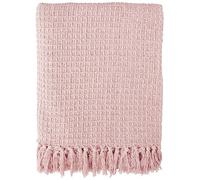 Emma Barclay Honeycomb - Recycled Cotton Plain Waffle Textured Chair Sofa Setee Throw Over Blanket in Blush Pink - 50x60 (127x152cm)