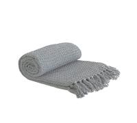 Emma Barclay Honeycomb - Recycled Cotton Plain Waffle Textured Chair Sofa Setee Throw Over Blanket in Silver Grey - 50x60 (127x152cm)