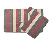 Emma Barclay Jersey - Contrast Stripe 2pc Bath set in Pink - Mat 45x75cm/ Pedestal 45x45cm
