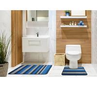 Emma Barclay Jersey Two Piece Non-Slip Bath Set Bath Mat & Pedestal Mat Blue