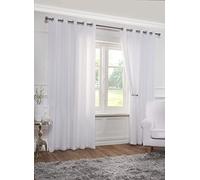 Emma Barclay -Lined Voile Curtains for Windows Semi Transparent White Voile Curtain Eyelet Sheer Mesh Day Curtain For Living Room 2 Panel Aaliah Collection (66” x 72” Inch)