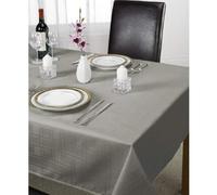 Emma Barclay Linen Silver Grey Checked Printed Table Cloth Plain Silver 70" X 108"