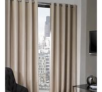 Emma Barclay Logan - Textured Woven Blackout Eyelet Curtains in Natural - Width 46 x Drop 72" (116 x 183cm)