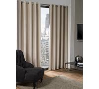 Emma Barclay Logan - Textured Woven Blackout Eyelet Curtains in Natural - Width 66 x Drop 54" (168 x 137cm)