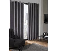 Emma Barclay Logan - Textured Woven Blackout Eyelet Curtains in Silver - Width 66 x Drop 90" (168 x 228cm)