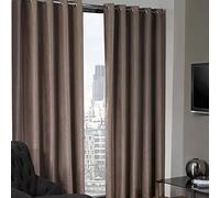 Emma Barclay Logan - Textured Woven Blackout Eyelet Curtains in Taupe - Width 46 x Drop 72" (116 x 183cm)
