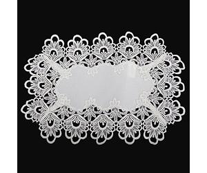 Emma Barclay Lucinda Embroidered Tray Cloth in Cream - 12x18 (30x46cm)