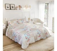 Emma Barclay Meadowbrook Bedspread Pink, Quilted Bedspread Coverlet Set for Double Bed, Lightweight Soft Touch Bedding Throw for Bedroom