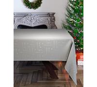 Emma Barclay Merry Christmas - Metallic Woven Jacquard Chrismas Table Cloth in Silver - 70x108 (178x274cm)