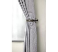 Emma Barclay, Metal Sliced - Pair of Holdaback Tiebacks with End Finials in Black Silk - 20cm