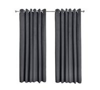 Emma Barclay Midnight - Embossed Velvet Woven Thermal Blackout Eyelet Curtains (Charcoal, Width 46 x Drop 72" (116 x 183cm))