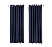 Emma Barclay Midnight - Embossed Velvet Woven Thermal Blackout Eyelet Curtains (Navy, Width 46 x Drop 54" (116 x 137cm))