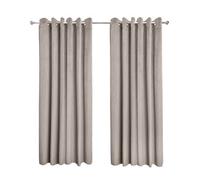 Emma Barclay Midnight - Embossed Velvet Woven Thermal Blackout Eyelet Curtains (Stone, Width 90 x Drop 90" (228 x 228cm))