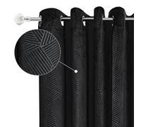 Emma Barclay Midnight - Embossed Velvet Woven Thermal Blackout Eyelet Curtains (Black, Width 46 x Drop 54" (116 x 137cm))