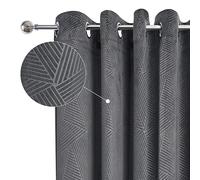 Emma Barclay Midnight - Embossed Velvet Woven Thermal Blackout Eyelet Curtains (Charcoal, Width 66 x Drop 54" (168 x 137cm))