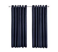 Emma Barclay Midnight - Embossed Velvet Woven Thermal Blackout Eyelet Curtains (Navy, Width 66 x Drop 90" (168 x 228cm))