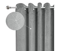 Emma Barclay Midnight - Embossed Velvet Woven Thermal Blackout Eyelet Curtains (Silver, Width 46 x Drop 54" (117 x 137cm)