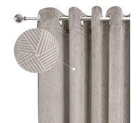 Emma Barclay Midnight - Embossed Velvet Woven Thermal Blackout Eyelet Curtains (Stone, Width 46 x Drop 54" (116 x 137cm)