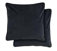 Emma Barclay Midnight - Soft Plush Velvet Cushion Cover with Geometric Design (Black)