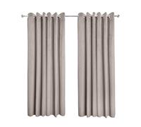 Emma Barclay Midnight - Embossed Velvet Woven Thermal Blackout Eyelet Curtains (Stone, Width 46 x Drop 72" (116 x 183cm))