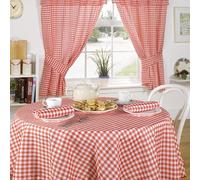 Emma Barclay Molly Gingham Pencil Pleat Kitchen Curtains with Tie Backs Check Cafe Curtains for Kitchen Utility & Small Windows (Red, W 46" x L 54" (2 Panels))