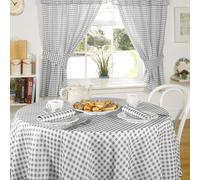 Emma Barclay Molly Gingham Pencil Pleat Kitchen Curtains with Tie Backs Check Cafe Curtains for Kitchen Utility & Small Windows (Charcoal, W 46" x L 54" (2 Panels))