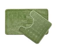 Emma Barclay Orkney - Crosshatch 2 Pc Bath Set in Sage Green - Mat 45x75cm/ Pedestal 45x45cm