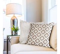 Emma Barclay Pisa Geometric Jacquard Cushion Cover in Cream - 17x17 (43x43cm)