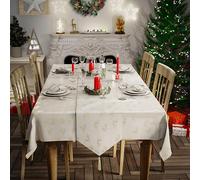 Emma Barclay Reindeer 10 Piece Christmas Table Set in Cream (60x84 Table Cloth, 13x90 Table Runner and 8 Napkins