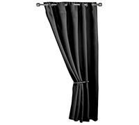 Emma Barclay Cali Eyelet - Woven Thermal Blackout Eyelet Door Curtain in Black - Width 46" x 84"Drop (116x213cm)