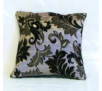 Emma Barclay Rome - Damask Chenille Cushion Cover in Black - 17x17 (43x43cm)