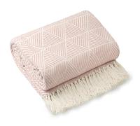 Emma Barclay Throw Blanket For Sofas Bed Extra Large Recycled Cotton Throws For Settees In Blush Pink Throw Scandi Woven Blankets - Zahra Collection 90" x 100" (229cm x 254cm) Blush Pink