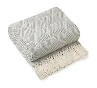 Emma Barclay Throw Blanket For Sofas Bed Extra Large Recycled Cotton Throws For Settees In Grey Throw Scandi Woven Blankets - Zahra Collection 90" x 100" (229cm x 254cm) Grey
