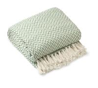 Emma Barclay Throw Blanket For Sofas Bed Extra Large Recycled Cotton Throws For Settees In Pistachio Green Throw Scandi Woven Blankets - Cherokee Collection 50" x 60" (127cm x 152cm) Pistachio Green