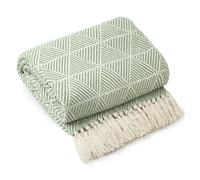 Emma Barclay Throw Blanket For Sofas Bed Extra Large Recycled Cotton Throws For Settees In Pistachio Green Throw Scandi Woven Blankets - Zahra Collection 70" x 100" (178cm x 254cm) Pistachio Green