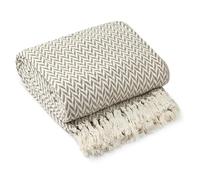 Emma Barclay Throw Blanket For Sofas Bed Extra Large Recycled Cotton Throws For Settees In Taupe Throw Scandi Woven Blankets - Cherokee Collection 90" x 100" (229cm x 254cm) Taupe