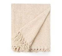 Emma Barclay Throw Blanket For Sofas Bed Extra Large Soft Chenille Throws For Settees In Natural Throw Fleece Blankets - Darcy Collection 50" x 60" (127cm x 152cm) Natural