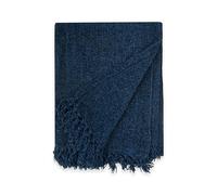 Emma Barclay Throw Blanket For Sofas Bed Extra Large Soft Chenille Throws For Settees In Navy Throw Fleece Blankets - Darcy Collection 50" x 60" (127cm x 152cm) Navy